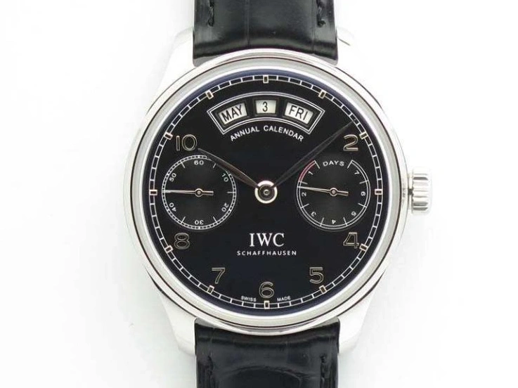 MIROTIME 0328 Portuguese Real PR Real Annual Calendar IW5035 YLF 1:1 Best Edition Black Dial On Leather Strap A Soft 7240